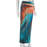 2024 Women's Summer New Casual Painting Print Excaught Orum Dressed And