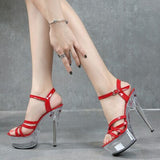 New Woman shoes summer sandals heel transparent female platform High Heels Crystal pole dance wedding dress 2020 stripper