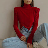 Women Fashion Long Sleeve Velvet Bodycon T Shirt Tops Bodysuit 2022 Spring Autumn Clothes Wholesale Items