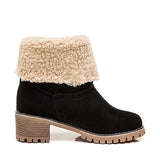 Zingj And Winter 35-43 Large Size Low Tube Plus Velvet Warm Thick With Students Leisure Flat Women's Boots- Outfit