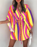 Zingj Fly Sleeve Wish Hot Style V Tie Leisure Vacation