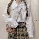 Kawaii White Shirts Women Autumn Long Sleeve Japan Cute Preppy Style Students Casual Soft Girl Vintage JK Blouse