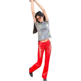 Fashion High Waist Straight Ankle Tied Slim