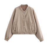 Women's Clothing 2025 Autumn And Winter New Women's Leisure Long-Sleeved Soft Short Bomber Jacket