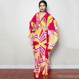 Print Deep V-neck Dress Batwing Sleeve Long Dresses Women 2022 Summer Dress Beachwear Bohemian Women Kaftan