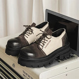 Zingj Patent Leather British Wind Black And White Patchwork Color Small Leather Shoes Men 2024 New Men's Shoes Small Thick Platform