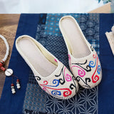 Zingj Embroidered Women's Cloth Shoes Baotou Cool Drag Leisure Summer Walk Shopping Travel Cow Tendon Bottom