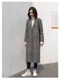 Autumn Women Wool Plaid Coat New Fashion Long Woolen Coat Female Winter Wool Jackets Female