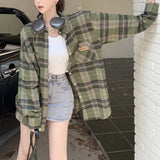 Zingj Green Plaid Shirt Female Spring And Autumn 2023 New Summer Design Sense Niche Shirt Coat
