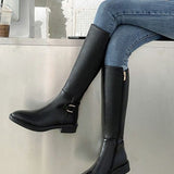 Zingj Boots Female 2024 Spring And Autumn New Winter Add Velvet Round Head Side Zipper Martin But Knee High Boots Small