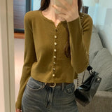 Wind Long Sleeves Show Thin Meat Sweater Girls Autumn And Winter New European Slim Stretch Knitted Cardigan
