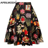 Cat Printed Short Swing Cotton Casual Summer Skirts High Waist Vintage Retro Skater Punk Harajuku Midi Skirt faldas