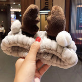 Face Hair Holder Hairbands Soft Warm Coral Fleece Bow Animal Ears Headband For Women Girls Turban Fashion Hair