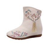 Zingj Boots Cotton Embroidered Tassel Women Cloth Shoes With Hanfu Shoes Winter Clip Cotton And Velvet Cotton Shoes Women's Shoes High