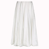 Zingj Fashion Solid Color A-Line Skirt 2023 Summer New Flower Bud Silhouette Satin Hanging Feeling Half Middle