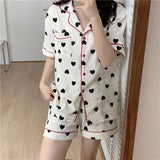 Sets Women Geometric Design Temper Baggy Short Sleeve Cozy Summer Casual Homewear Chic New Simple Fashion Classic Ulzzang 211-0-Outfit
