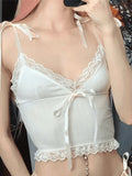 Lace Trim Tie Strap Crop Cami Top-Outfit