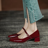 Zingj Mary Jane Shoes Spring 2023 New Thick Heel Retro Square Head Women's Shoes Fashion Temperament In The Heel Simple Single Shoes-Outfit