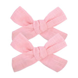 Lovely Baby Solid Hair Bows With Clip Bowknot Hair Clips Headwear Children Cute Cotton Hairpins Barrettes Hair