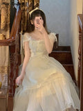 Princess Sweet Dress Women Vintage Evening Party Midi Dresses Female Puff Sleeve Korean Fashion Casual Dress 2022