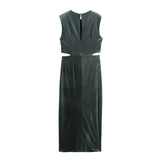 Women's Clothing 2025 New Elegant Sleeveless Buckle Embellishable Velvet Fande