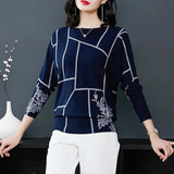 Fashion Women Geometry Print Sweater Long Sleeve Jumpers Knitwear Autumn winter Pullovers high quality Knitted