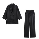 Women's Clothing 2025 New Casual Double-Dbuted Blazer + Trouser Suit