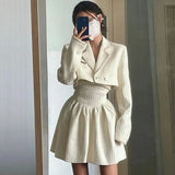 Elegant Vintage Mini Dress Women 2 Piece Dress Set Korean Clothing Casual Jacket Coats+Short Party Dress Female 2023