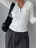 cropped knit top with hood and