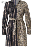 Women Printed Long Sleeve Dress Casual Bandage Mini A-line Dresses Sexy Party Summer Feminias Vestidos Women