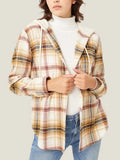 Autumn Plaid Shirt Women Hooded Button Up Shirt Female Ladies Loose Checkered Shirt For Women