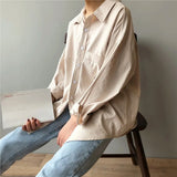 Minimalist Loose White Shirts for Women Turn-down Collar Solid Female Shirts Tops 2020 Spring Summer