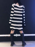 Distressed Stripe Longline Sweater- Outfit