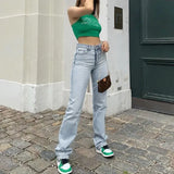 High Waist Stretch Skinny Jeans BlueOutfit