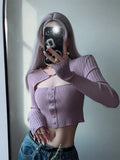 Vintage E Girls T-shirt Women Hollow Out Long Sleeve Crop Tops Y2k Vintage Tops Knitted Slim Black Tee Tops