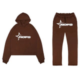 High Street Tide Card Letter Printed Sweaters Set For Men And Women Hip Hop Street Loose Hooded