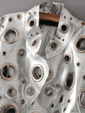 Runway Cut Out Short Faux Leather Jacket Golden Rivet Cool Stylish Designer Clothes Women European American Fashion