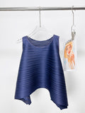 Folded Women's Summer Solid Color Top Sleeker-Less Collar Fashion Loose Daily Simple Wear Commuting