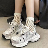 Luth's Same Silver-Thick Old Father Girl 2025 Summer Breathable Height Up Casual Sneakers In