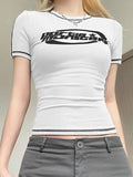 Stitched Short Sleeve Logo Graphic Tee- Outfit