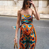 Printed Wide Leg Pants Women High Waist Baggy Pants Woman Fashion Summer Y2k Streetwear Casual Pants Set Women's