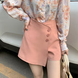 Women Solid Design New Asymmetrical Fashion High Waist Korean Style Ladies Elegant Daily All-match Casual Summer Soft