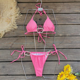 Small Fresh Solid Three-Point Bikini Sexy Dew-Back With Split Swimsuit Woman 2025 New
