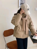 2024 Winter New Korean Version Sweet Shawl Small Down Jacket Female Thick Bread Clothing White Duck Down Coat Tide-Outfit
