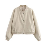 Women's Clothing 2025 Autumn And Winter New Women's Leisure Long-Sleeved Soft Short Bomber Jacket