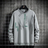 New Splicing Polyester Men's Round Neck Bottoming Shirt Korean Style Top Casual Long-Sleeved Shirt for
