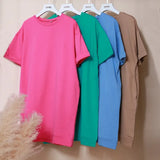 2021 Fashion Sweatshirt Dress robe femme Woman Short Sleeve Straight Mini Dress Loose Blouses Solid