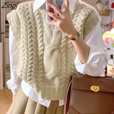 Sweater Vest Women Solid Chic Basic O-neck Autumn Basic Trendy Schoolgirls Knitwear Hot Sale Sleeveless Cozy Fashion