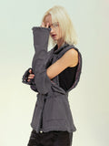 Fashion Women's Blazer New Notched Solid Color Double Breasted Broken Sleeve Tassel Raw Edge Suit Jackets Autumn 2023