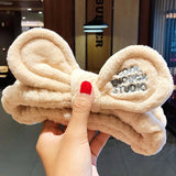 Face Hair Holder Hairbands Soft Warm Coral Fleece Bow Animal Ears Headband For Women Girls Turban Fashion Hair